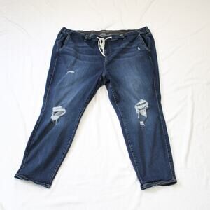 Torrid Blue Jeans Elastic Waist Ripped Knees Size 5R